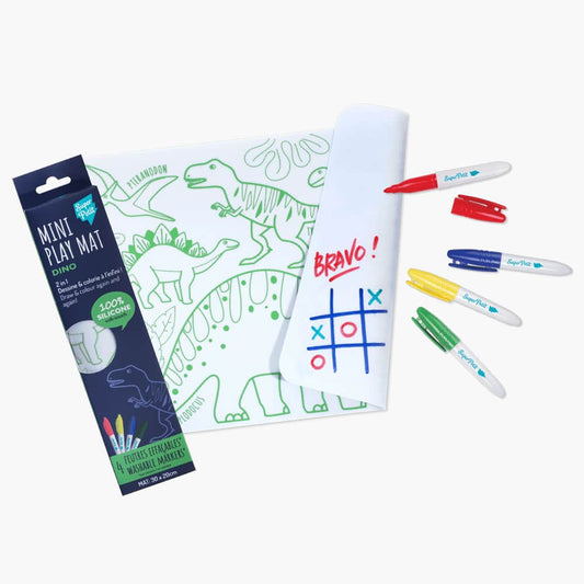 Mini playmat DINO : 1 silicone mini mat + 4 markers