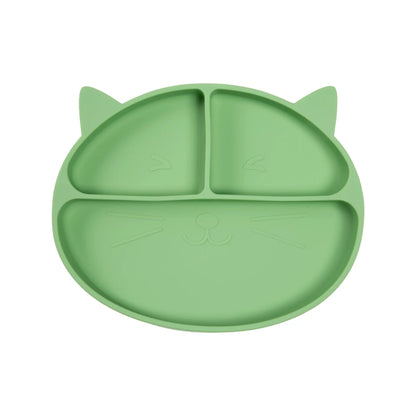 Set de Alimentación de Silicona Gatito Verde Salvia