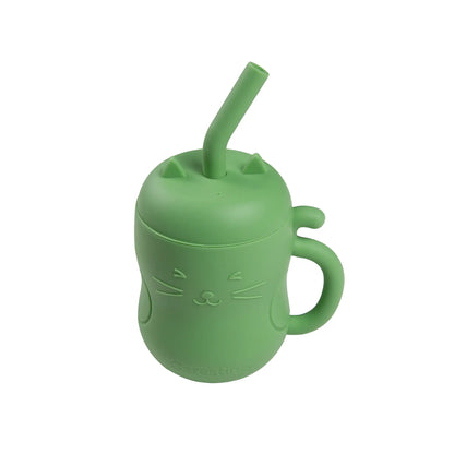 Set de Alimentación de Silicona Gatito Verde Salvia