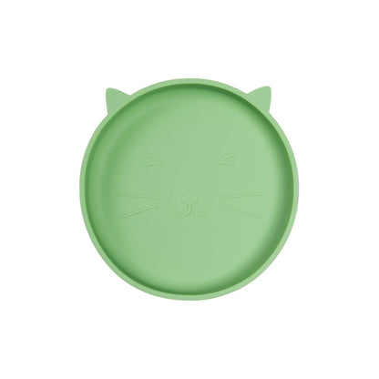 Set de Alimentación de Silicona Gatito Verde Salvia