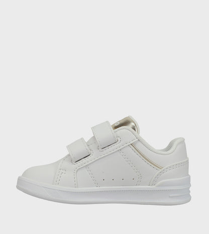 POLO RALPH LAUREN ZAPATILLAS PARA NIÑOS- HERITAGE COURT IV (WHT/GLD)