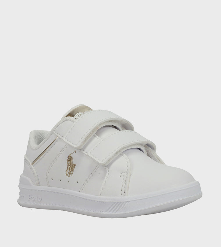 POLO RALPH LAUREN ZAPATILLAS PARA NIÑOS- HERITAGE COURT IV (WHT/GLD)